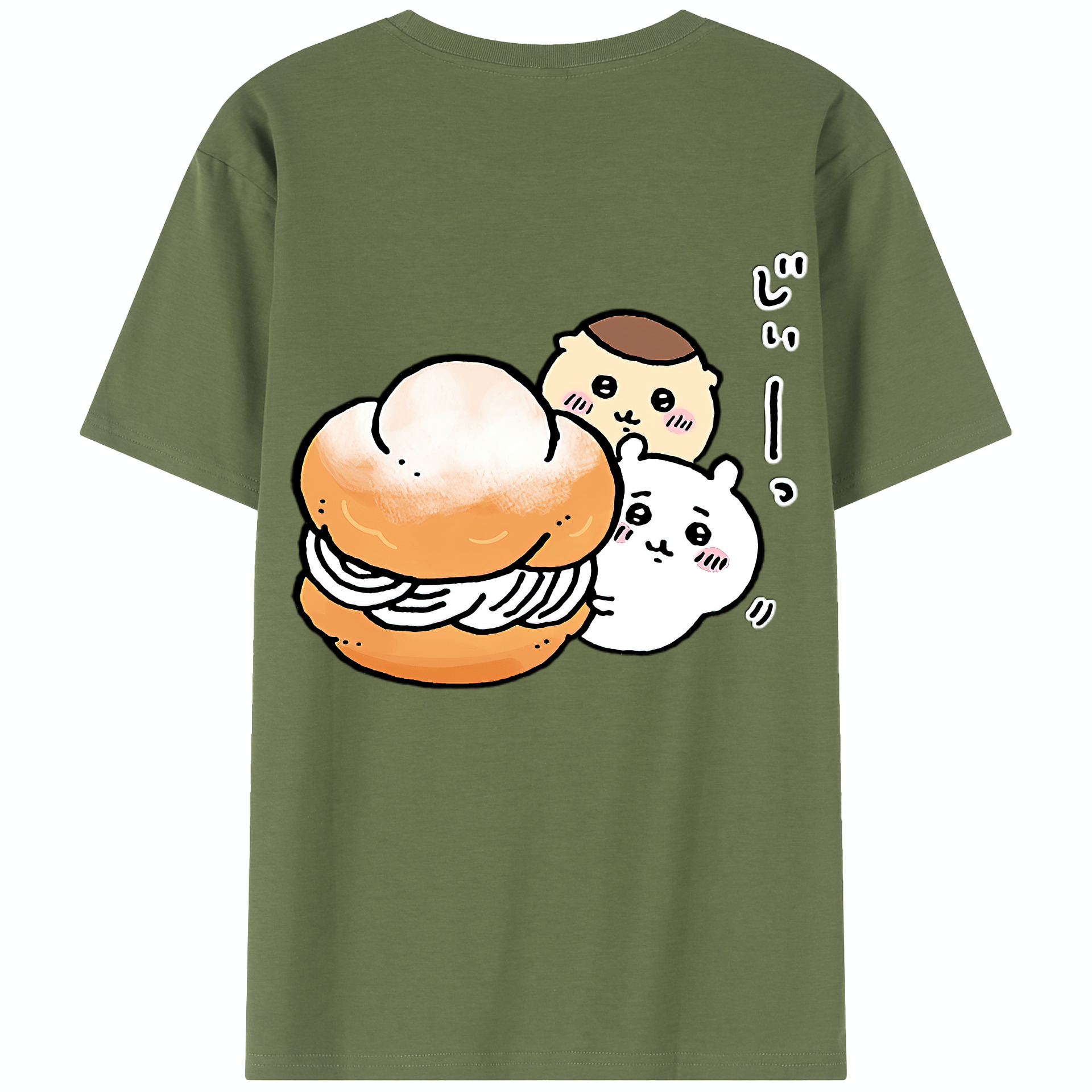 （画像用） ちいかわ くりまんじゅう Chii-kawa kuri manjū 綿100％半袖Tシャツ（背面プリント）